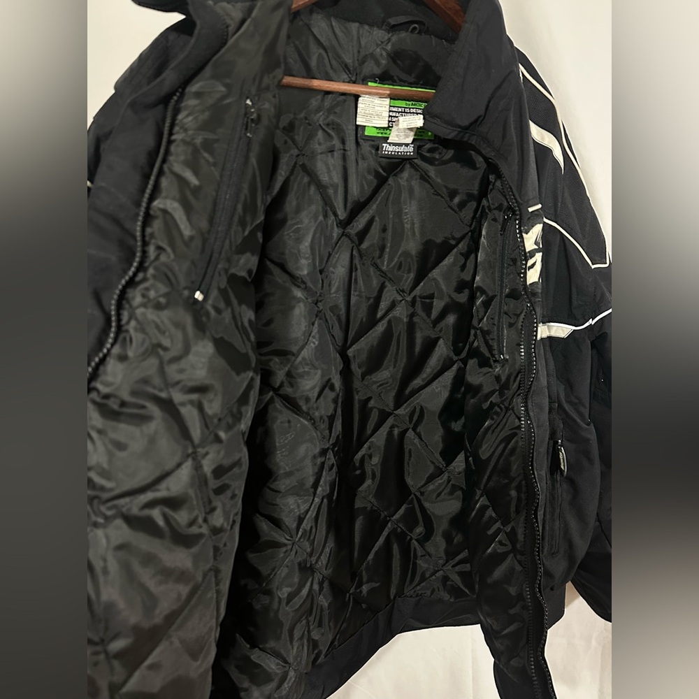Arctic Cat Arcticwear Snowmobile Jacket XLT Men’s Black White Insulated - Picture 4 of 6